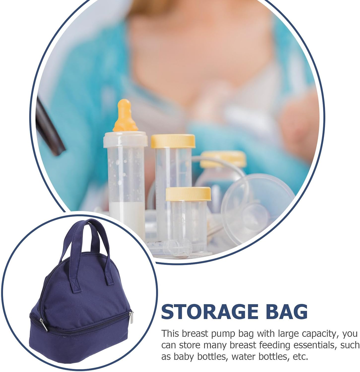 OUNONA Large Capacity Insulated Lunch Tote Bag for Breast Milk Storage, Reusable Fabric Thermal Food Bag, Fresh-keeping Bento Box Carrying Pouch for Picnic and School Use