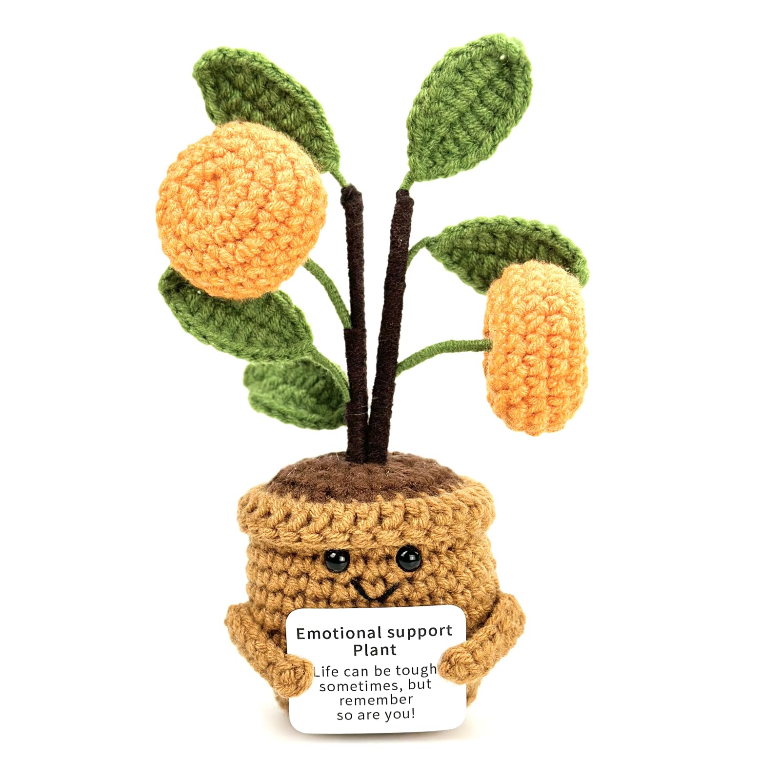 lulucross Positive Orange Potted Cute Crochet Toy Fun Cute Encouragement Novelty Doll Gift Boy Girl (Orange Potted)