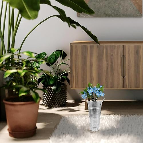 Miniatura 7 de GANAZONO 1 hoja de hoja, cubo de flores de hoja, jarrones de piso alto, decoración de plantas, decoración galvanizada, jarrones decorativos de