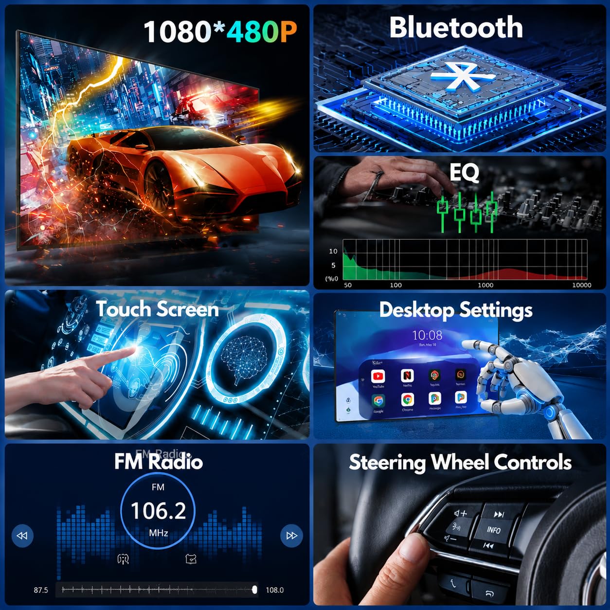Radio carplay pour Pantalla Volkswagen VW Golf 5/6 Polo Passat Jetta Caddy EOS T5 Tiguan Touran CC con Wireless Carplay Android Auto 7 Écran IPS con Bluetooth/FM/RDS Radio/USB/SWC/Plug & Play/GPS