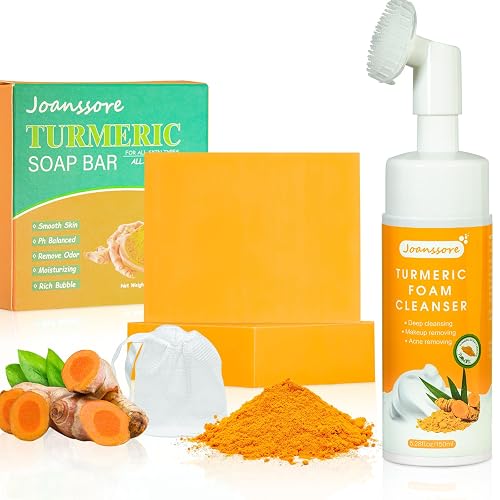 Joanssore 3 Pack Turmeric Soap Bar Facial Cleanser 5.28 Fl.Oz