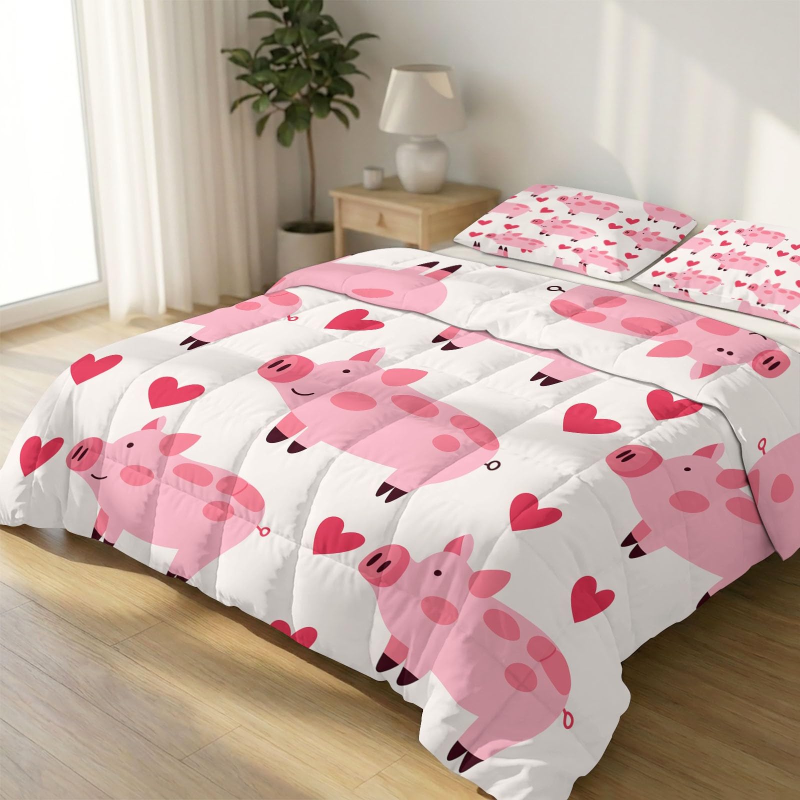 Édredon Lavable en Machine Cochon Rose pour simplifier l'entretien du lit