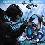 BlueFire Stereo Gaming Headset for PC, Over-Ear Gaming Headphones with Noise Canceling Microphone, Volume Control and LED Lights for PC, Laptop, Tablet(Blue)