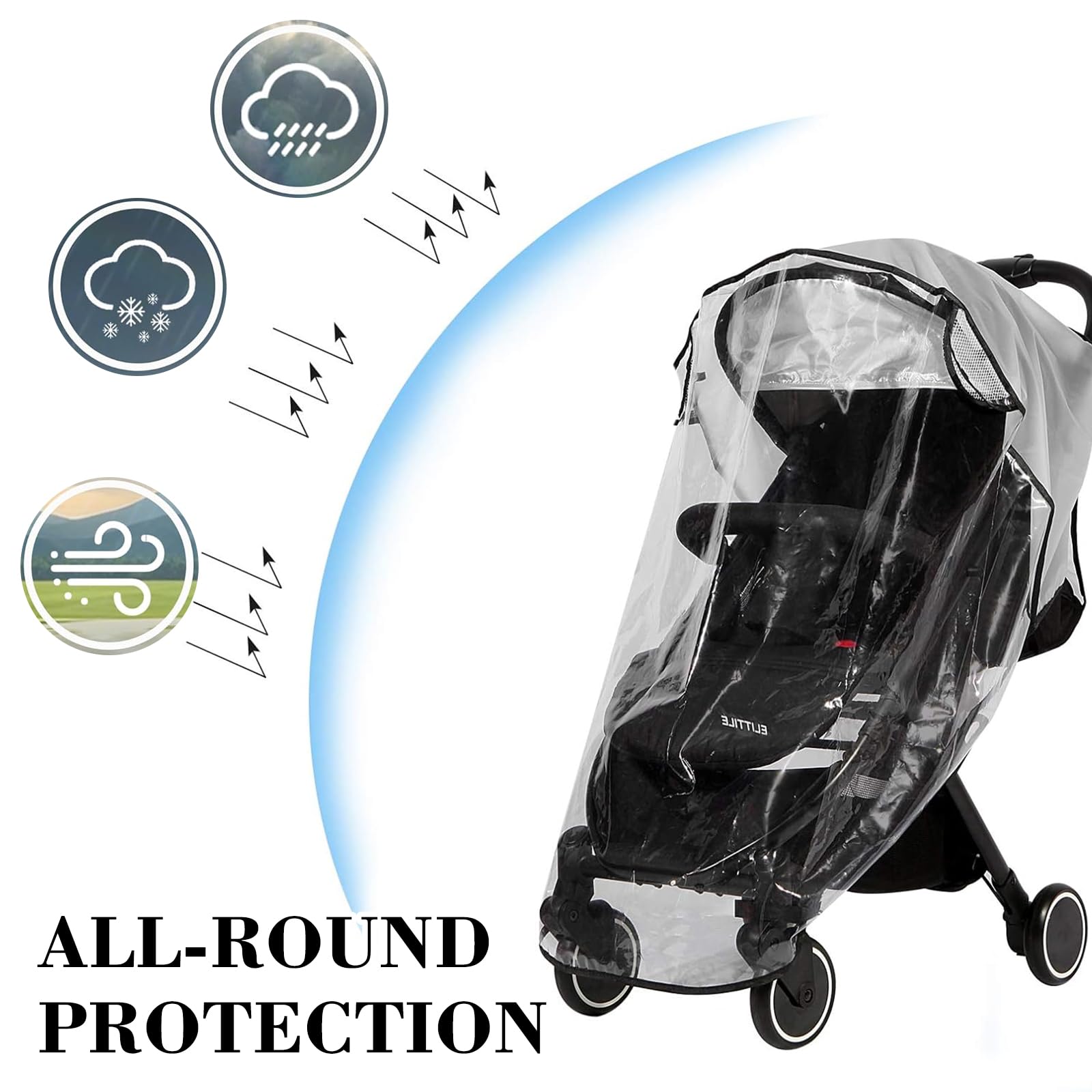 Universal Rain Cover for Pushchair Stroller Pram Rain Cover with Window - Image 4