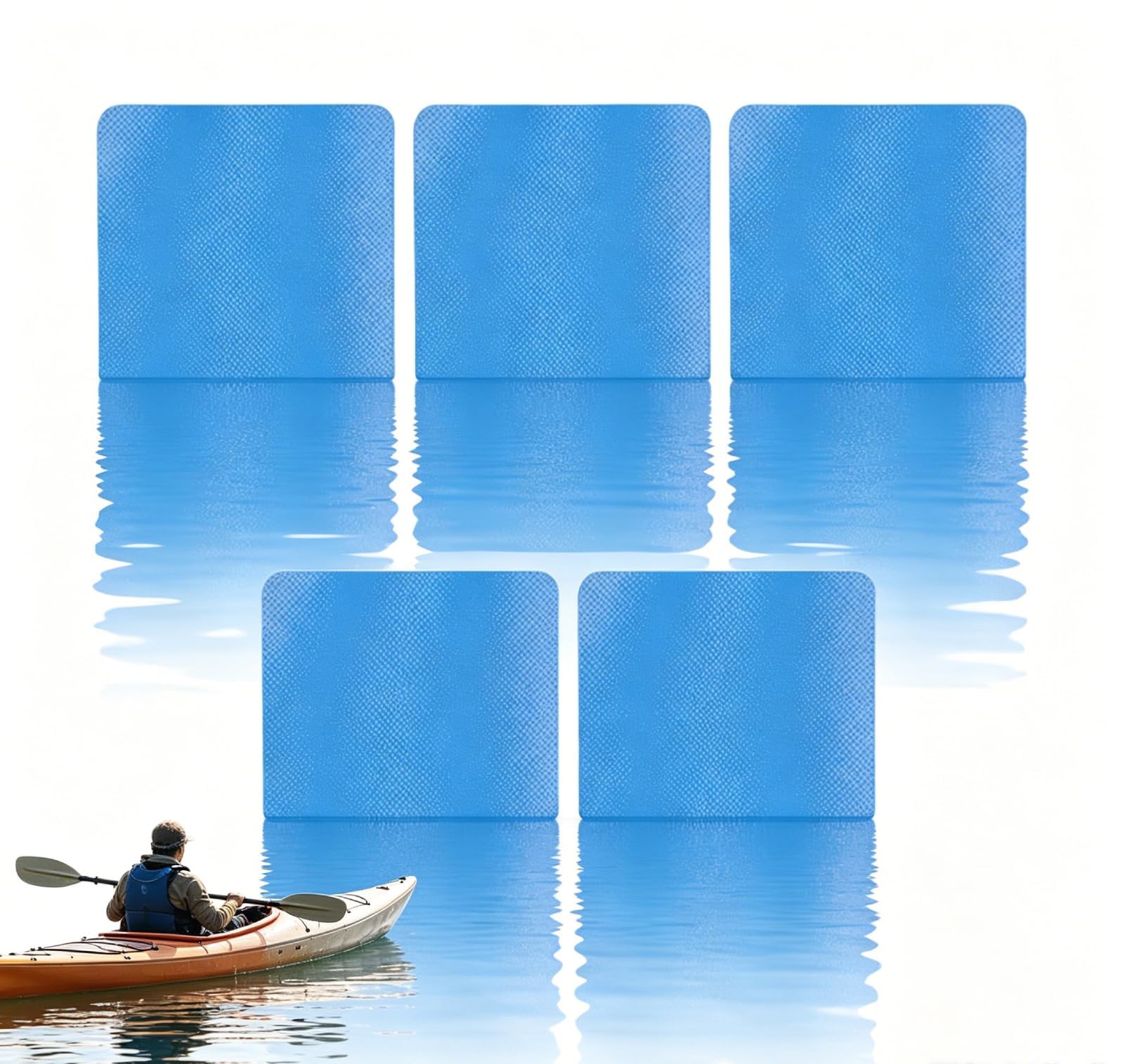 Jwthee 5 Pack Water proof PVC Inflatable Boat Kayak Repair Patches, Blue