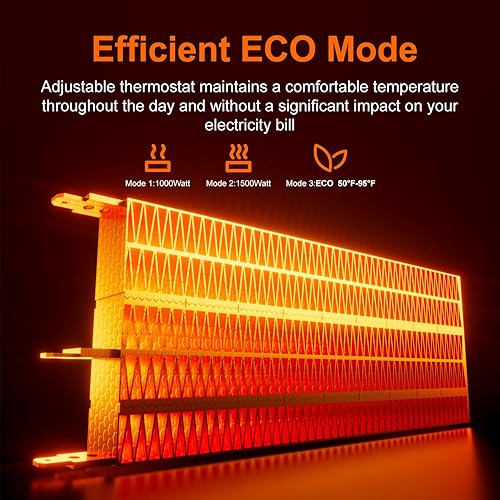 Miniatura 5 de Uthfy Calentadores de espacio para uso en interiores, calentador de habitación portátil de 24 pulgadas con llama 3D, calentador de cerámica de 1500