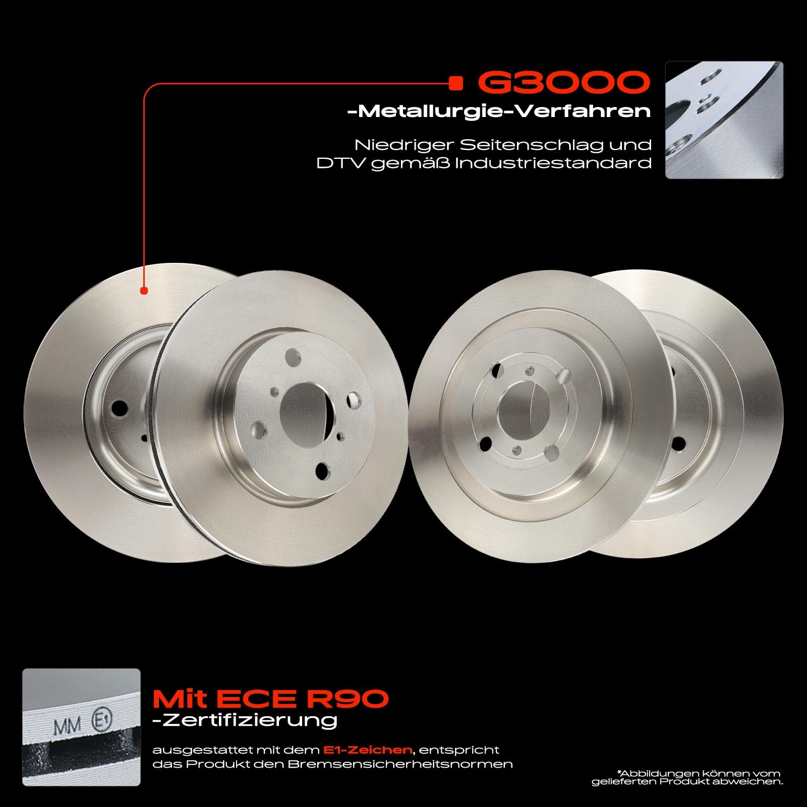 Frankberg Bremsensatz inkl. 4x Bremsscheiben + 8x Bremsbeläge Vorne Hinten Kompatibel mit Yaris P9 Yaris P13 Yaris Kasten/Schrägheck P13 Replace# 04465YZZDS, 044650D050