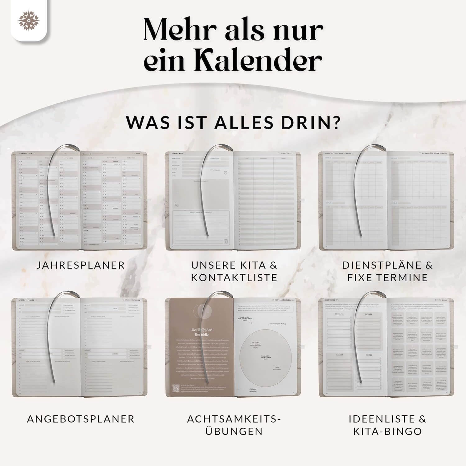 Lebenskompass® Kita Planer 2026/2027 SAND - Erzieher Kalender 26/27 A5+ mit Wochen- & Monatsübersicht, Dienst- & Urlaubsplanung, Achtsamkeitsimpulsen