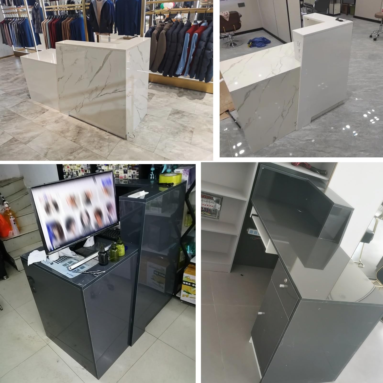 Platzsparender Empfangstisch mit Registrierkasse für Büro & Einzelhandel 140x59x101cm - Ideal für Empfangsbereiche & Kundenservice