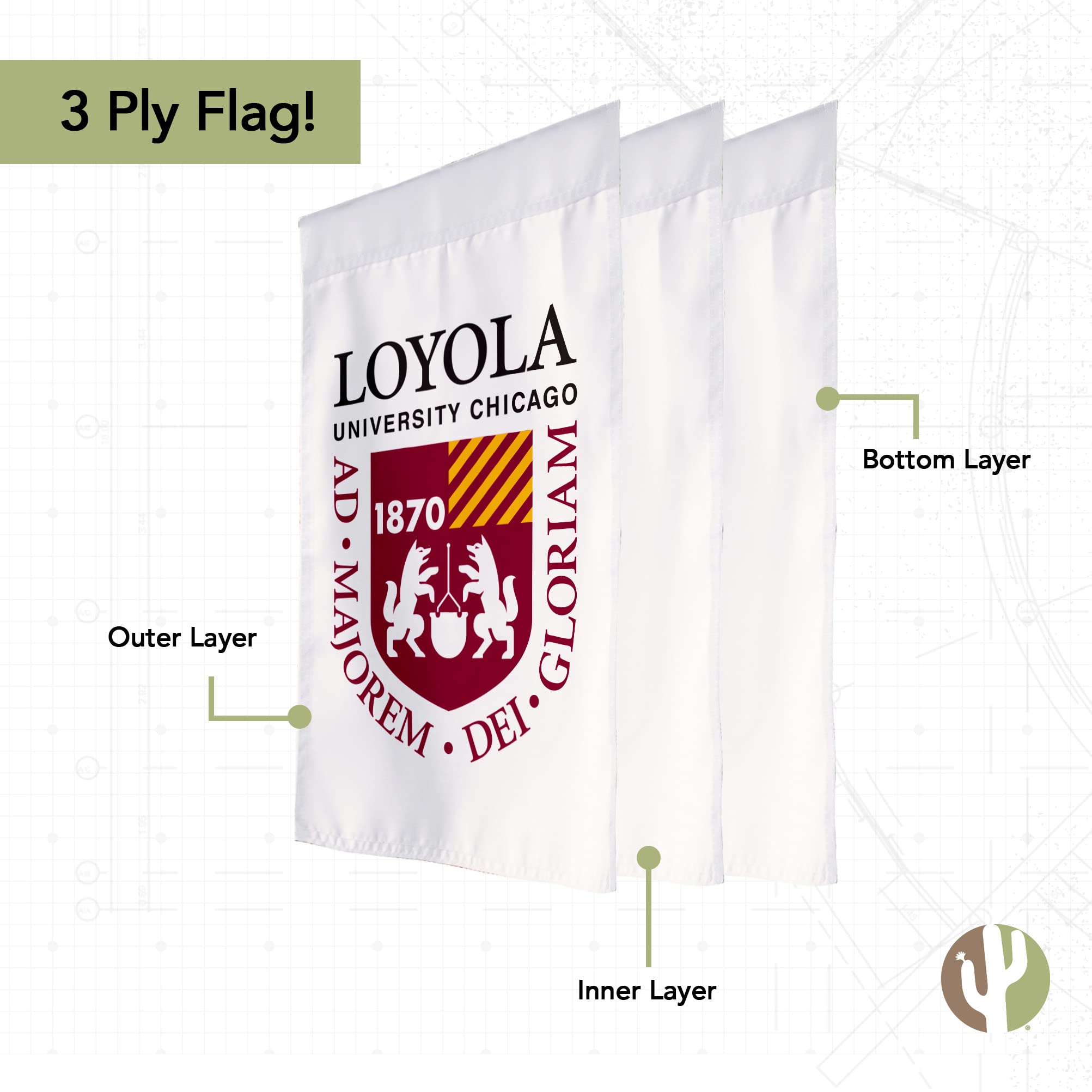 Loyola Chicago Ramblers Garden Flag - Double-Sided 13"x18" Polyester Yard Banner, Officially Licensed