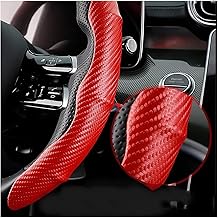 1 Pair Car Steering Wheel Cover Power Carbon Fibre Anti-Slip Sport Cassette Cover Handlebar Protective Cover Car Interior Steering Wheel Cover (Black)