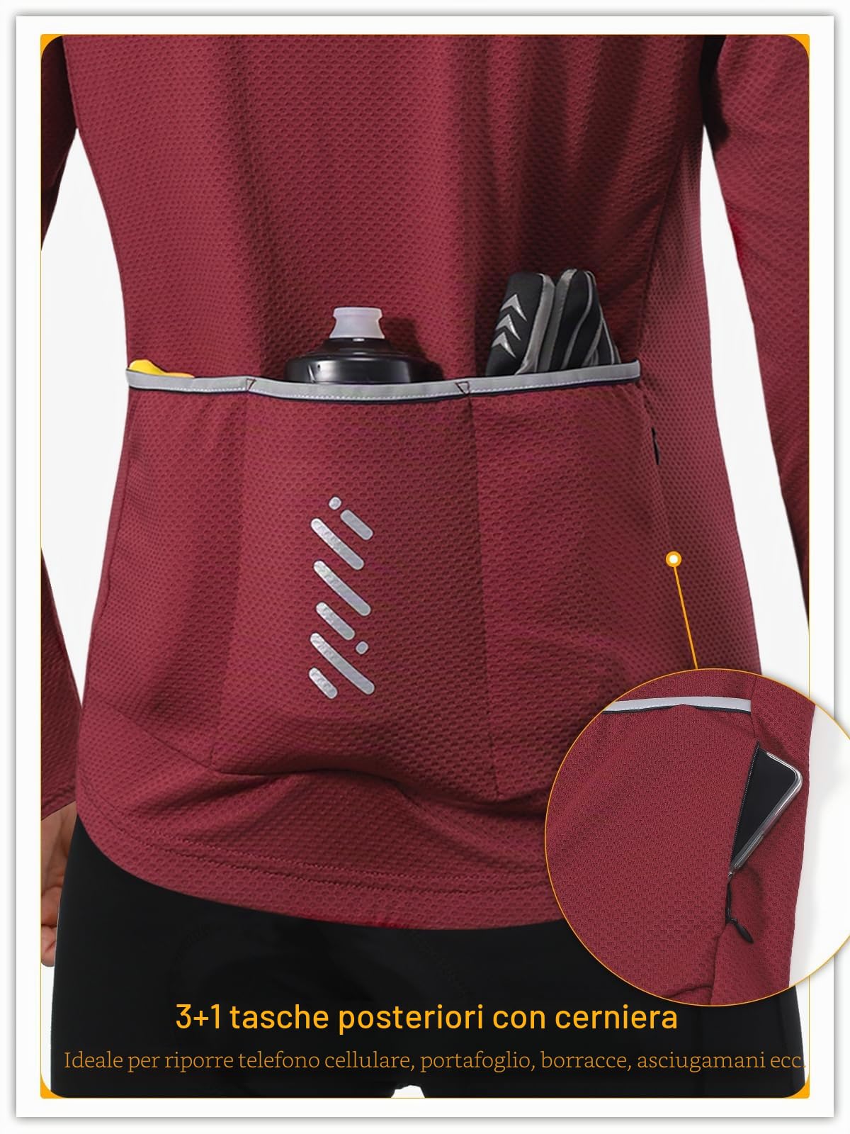 BERGRISAR Maglia Ciclismo Abbigliamento MTB Bike Uomo Maniche Lunghe Maglia Bici da Strada Primavera Autunno