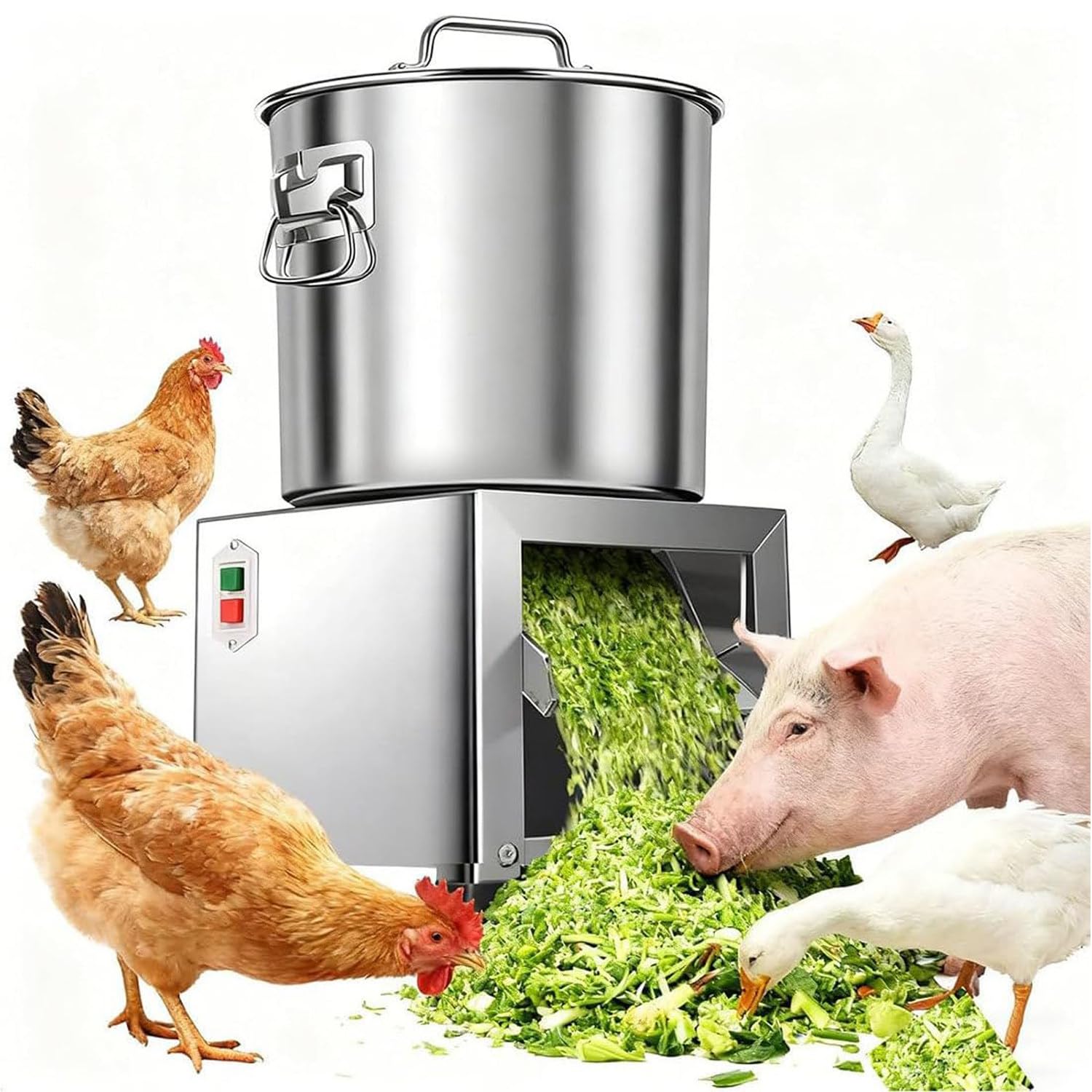 Procesador de Alimentos doméstico para Aves, Picador de Verduras de Alta Resistencia de 1800 W, procesador de Alimentos Comercial de 3500 RPM con 4 Cuchillas, Rendimiento de 50 a 120 kg/h