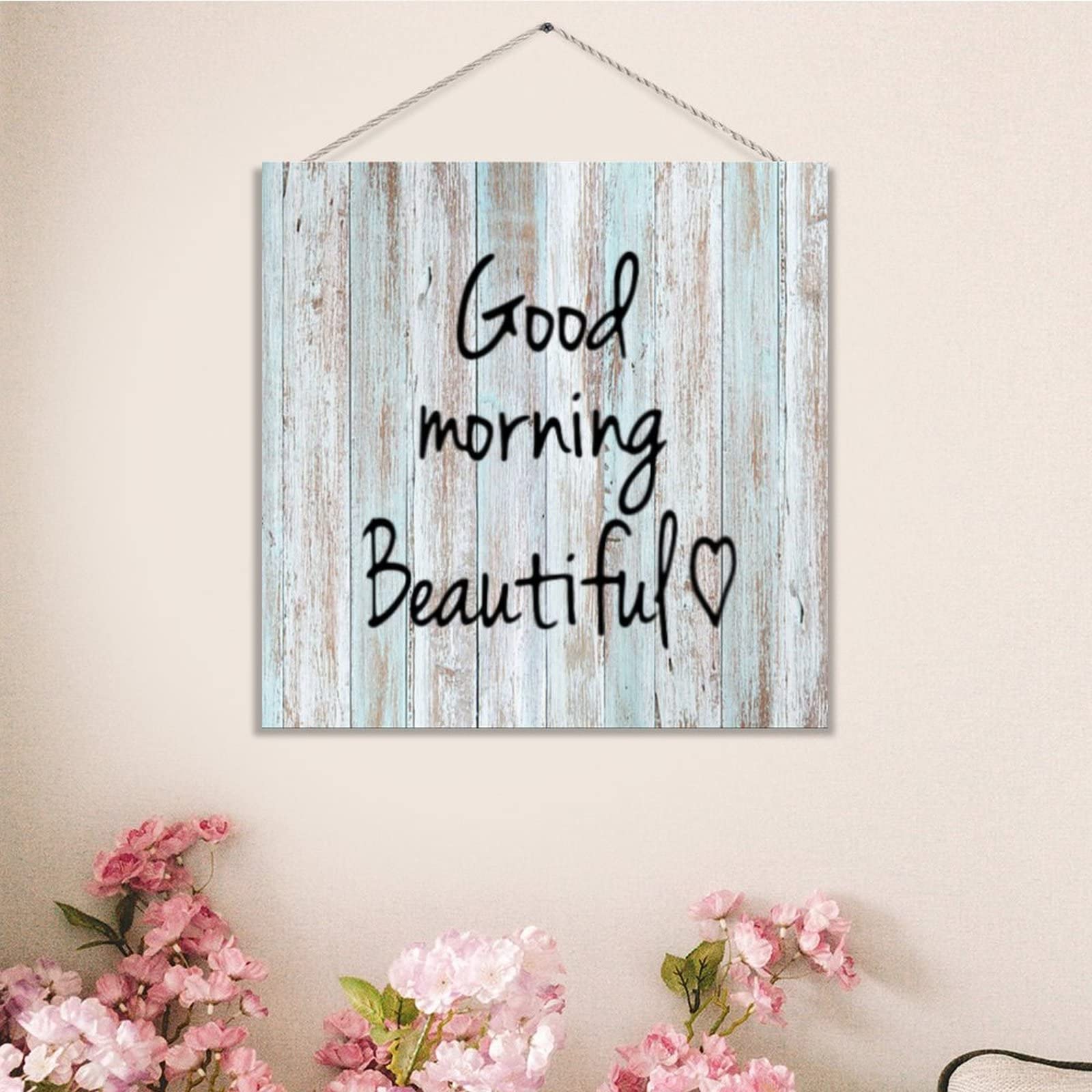 Amazon.com : Rustic Wood Sign with Quote Good Morning Shabby Chic