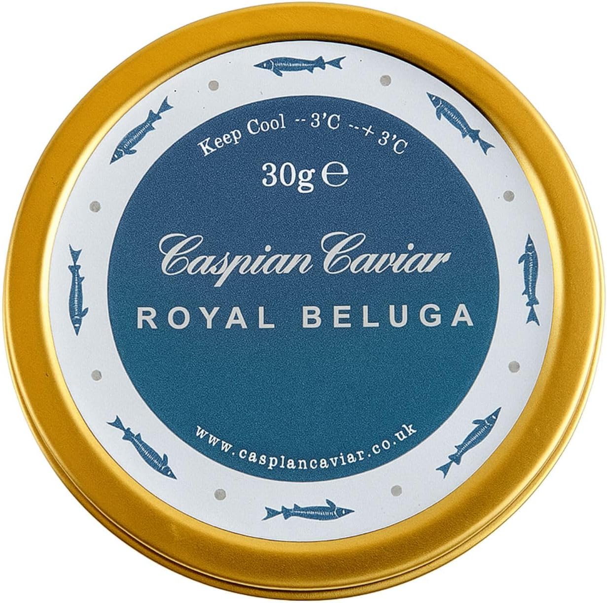 Caspian Caviar Royal Beluga Hybrid Caviar 30g | Premium & Luxury Sturgeon caviar | Malossol Caviar with Large Dark Grey Pearls | Rich, Buttery & Creamy Flavour | Perfectly Farmed in Italy