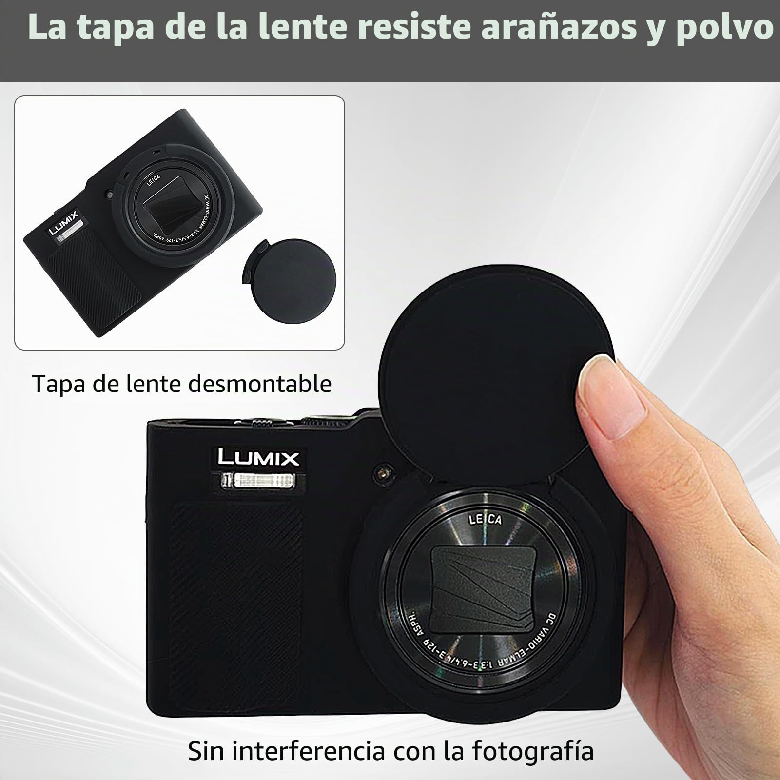 Rieibi Funda de Silicona para Cámara Panasonic Lumix ZS99/TZ99, Accesorios para Panasonic Lumix ZS99/TZ99 Funda Incluyendo 2 Piezas de Protector de Pantalla, Tapa de Lente Desmontable, Negro