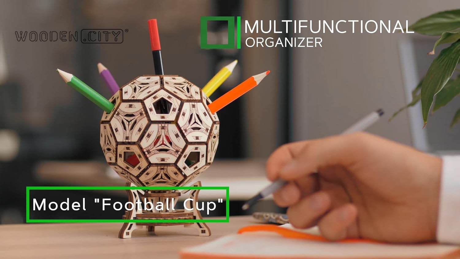 WOODEN.CITY Football Cup – 3D Wooden Puzzle for Adults & Teens, Multifunctional Organizer with 175 Pieces, Medium Difficulty, DIY Wooden Soccer Trophy Model Kit for Desk Décor and Storage