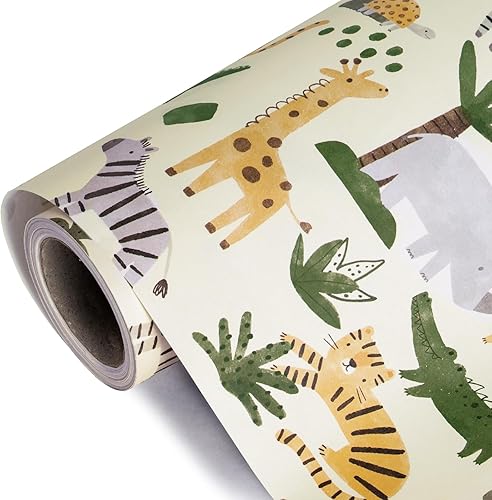 Vista 261 de WRAPAHOLIC Papel de regalo reversible, mini rollo, 17 pulgadas x 33 pies, adorable diseño de gato y azul sólido para cumpleaños, vacaciones