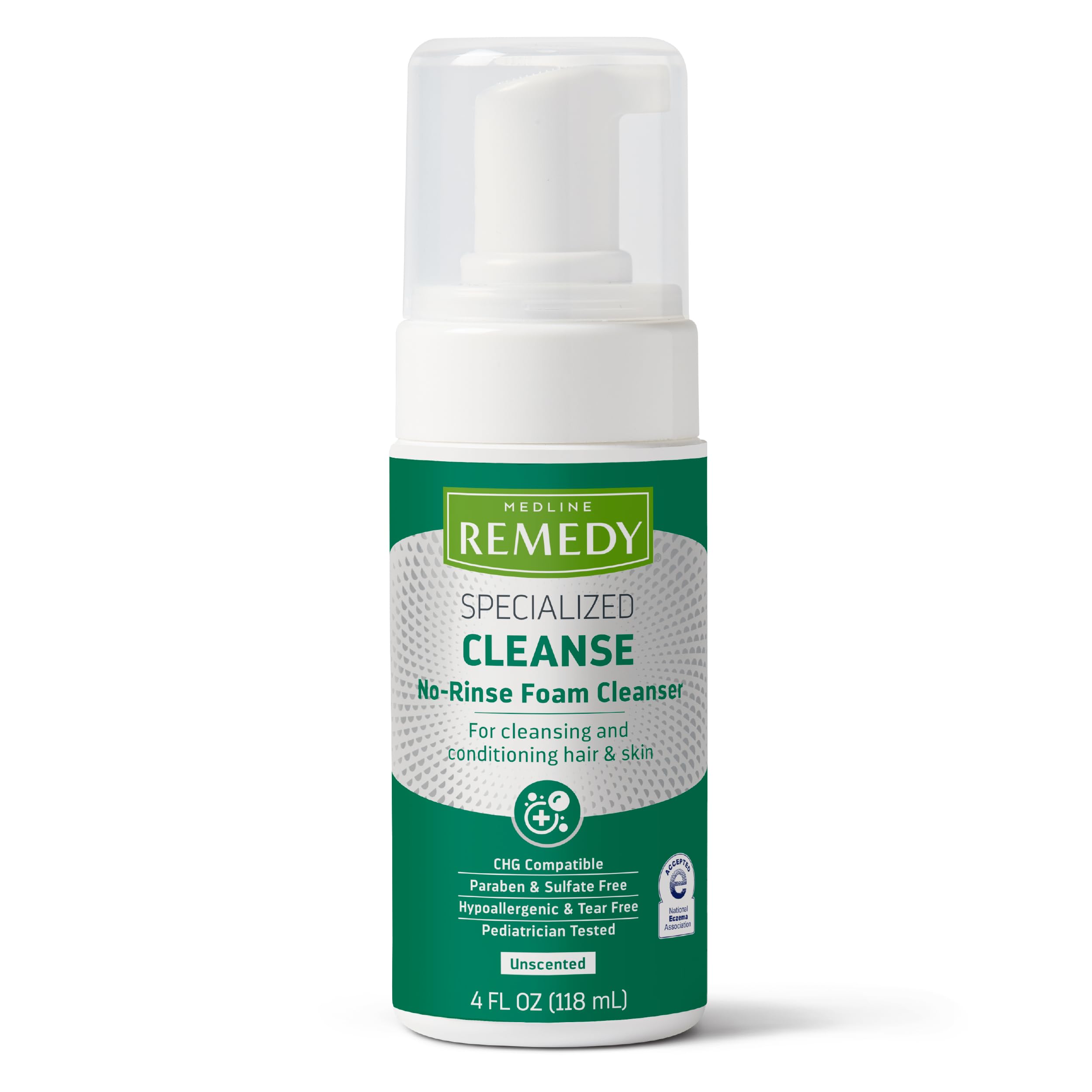 Medline Remedy Specialized No-Rinse Foam Cleanser 4 oz Unscented Moisturizing Body Wash Incontinence Care Skin Nourishing For Hair
