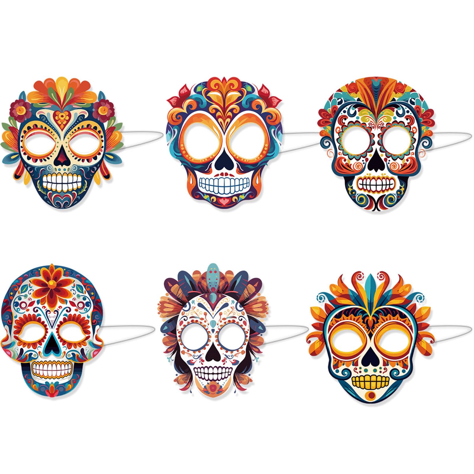 Kfwfuaee Unisex Multicolor Day Of The Dead Paper Skull Halloween Masquerade Party For Halloween Cosplays Mexicans Party Costumes