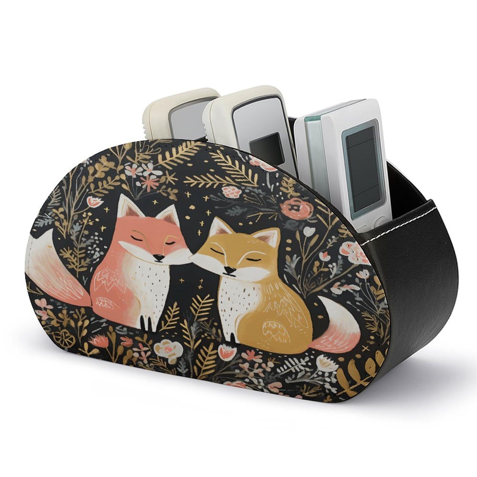 Support de télécommande en cuir fox boîte de rangement TV 5 compartiments