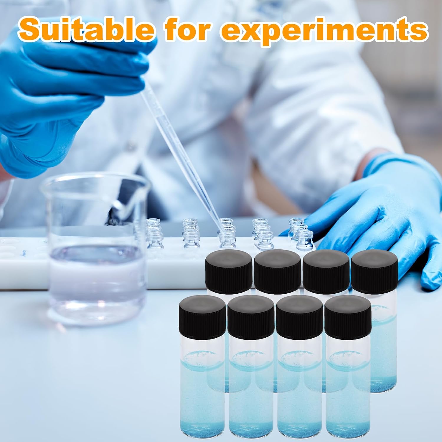 100 Pcs 4ml Clear Small Vials with Screw Caps, Small Glass Sample Bottle, Leak-Proof Glass Oil Vial for Essential Oil, Liquid Sample