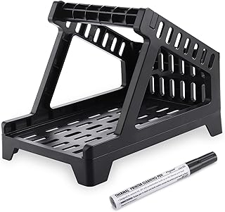 Label Holder for Thermal Label Roll and Fanfold Labels, Label Dispenser for 6x4 Labels, Thermal Label Printer Accessory, with Cleaning Pen, Thermal Label Holder for Desktop Label Printer (Black)