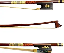 Arco Profissional Violino 4/4 Madeira Oitavado Crina Branca Animal da Mongólia Flor de Lis Gold