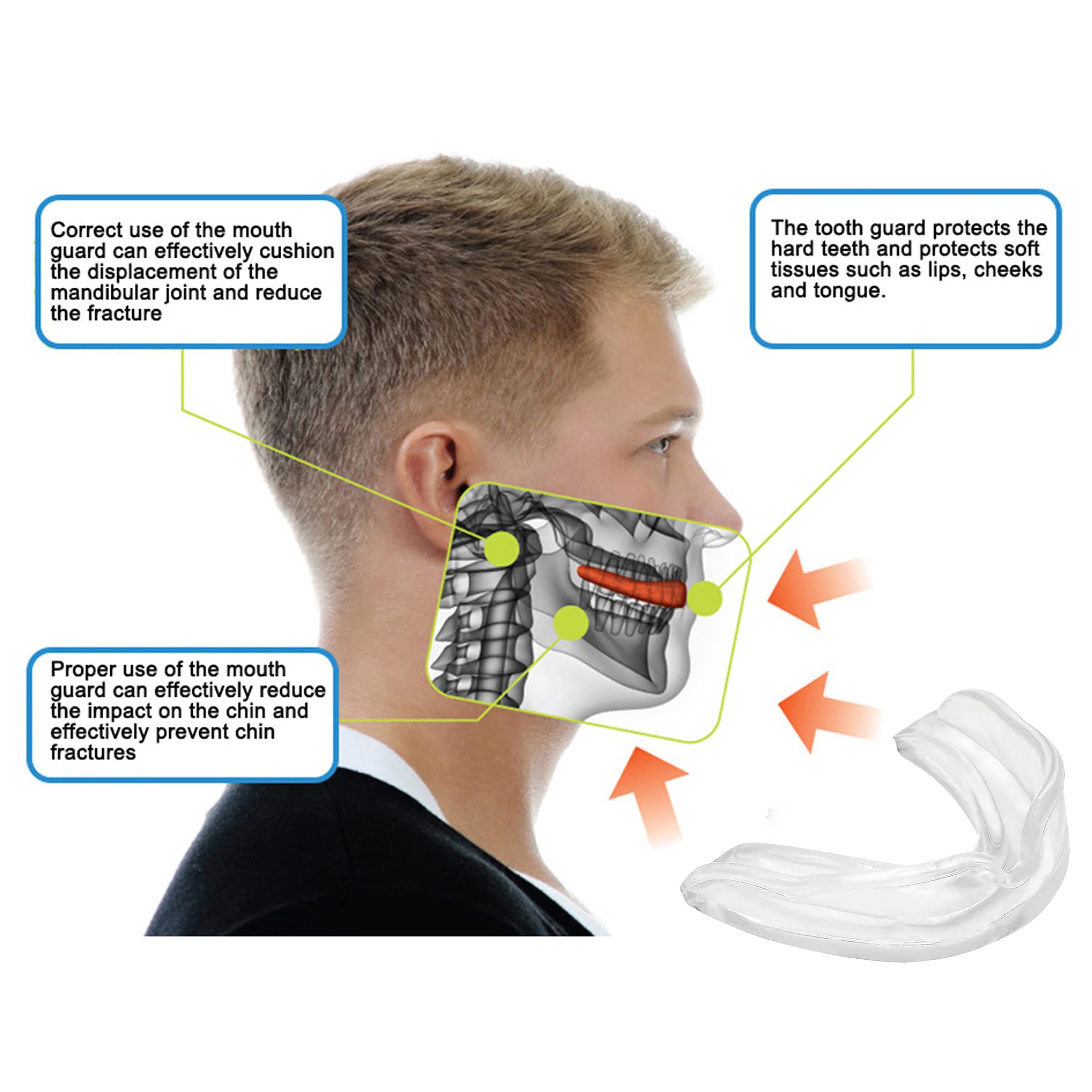 Protège-dents professionnel sports de contact rugby arts martiaux MMA boxe hockey football Flexible adultes transparent