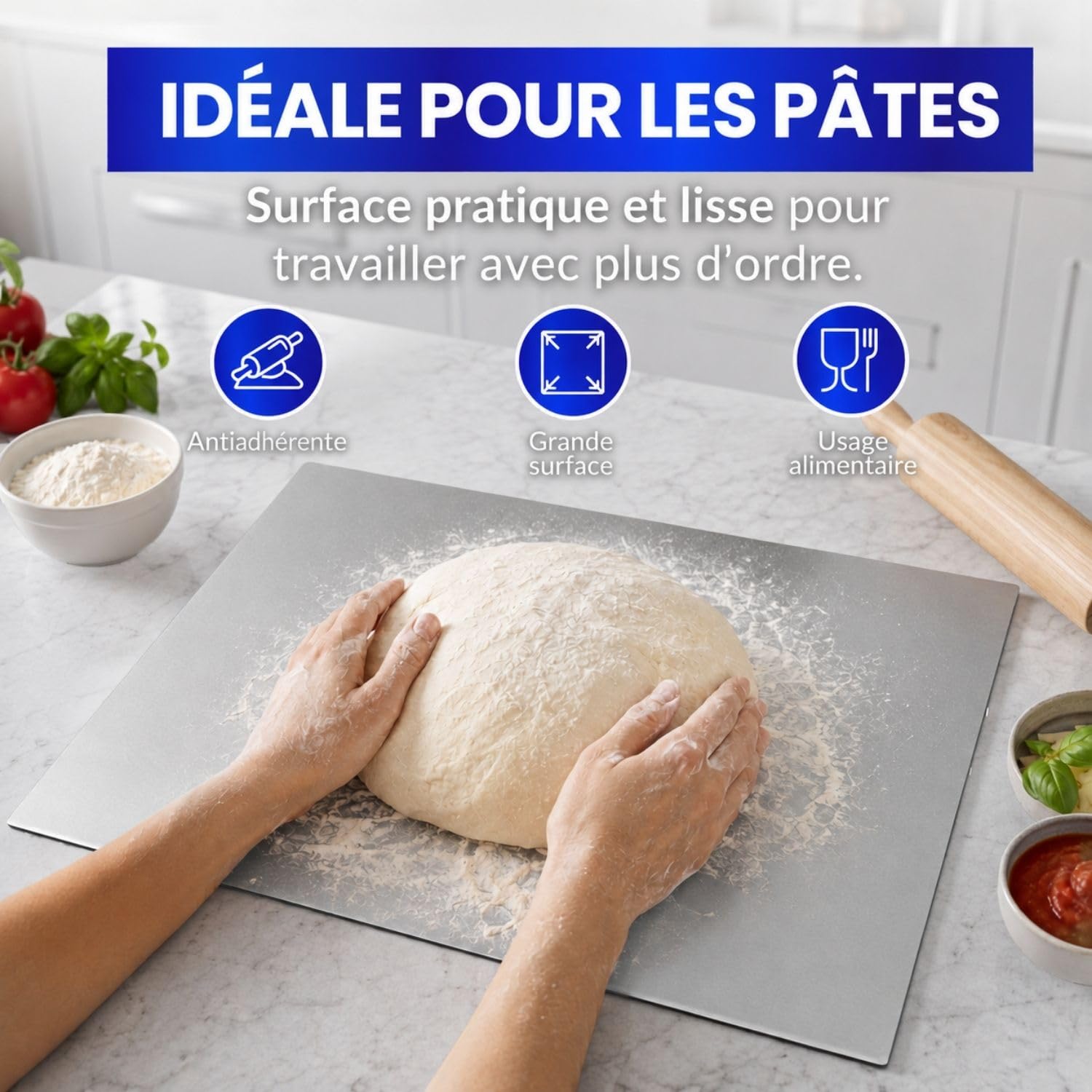 INOXLM Plaque Inox Cuisine 120x50cm en acier Inoxydable, Planche a decouper inox différentes tailles pour Cuisine, Bar, Restaurant Planche à Pétrir Inox pour Pain et Pizza