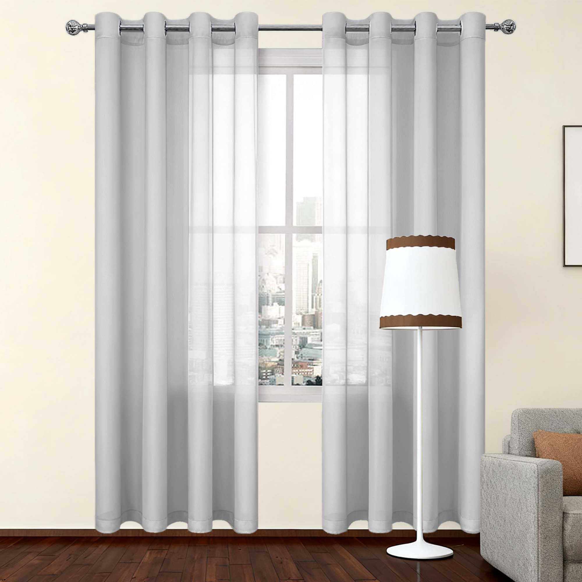 Voilage semi transparent gris clair 260 x 220 cm pour salon