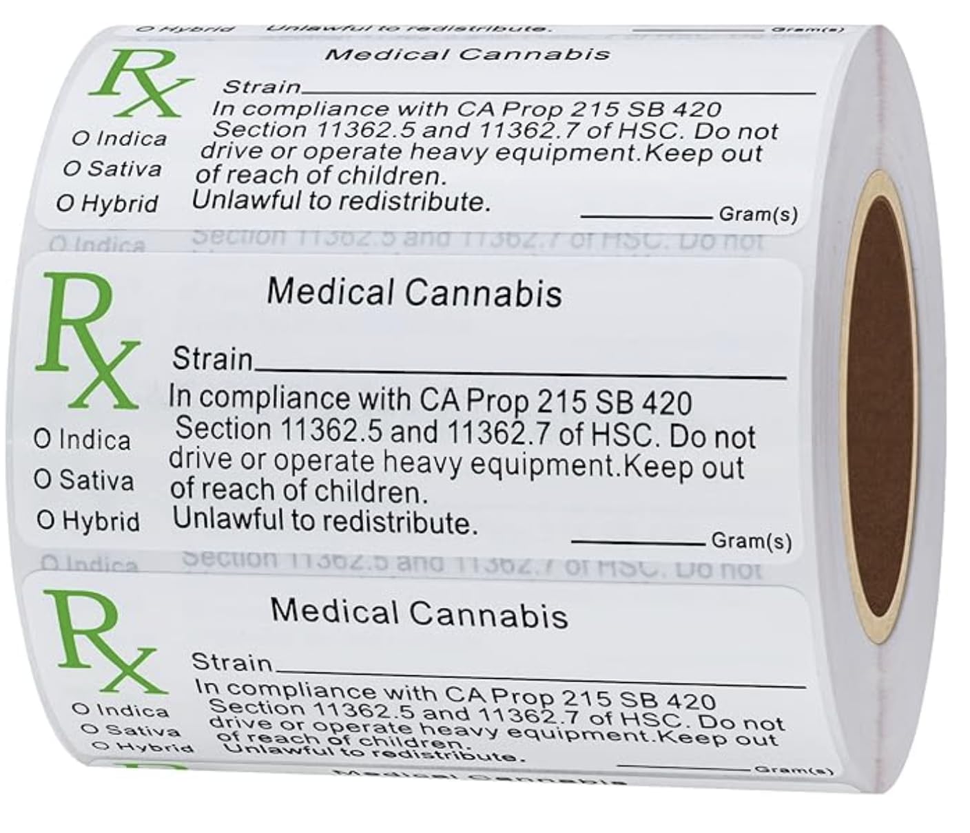 Medical RX Sticker Labels Herb Flavour / Gram / Type: Hybrid, Sativ, Indic / Poptops Glass Jars J Tubes Mylar Bags Clip - Image 2