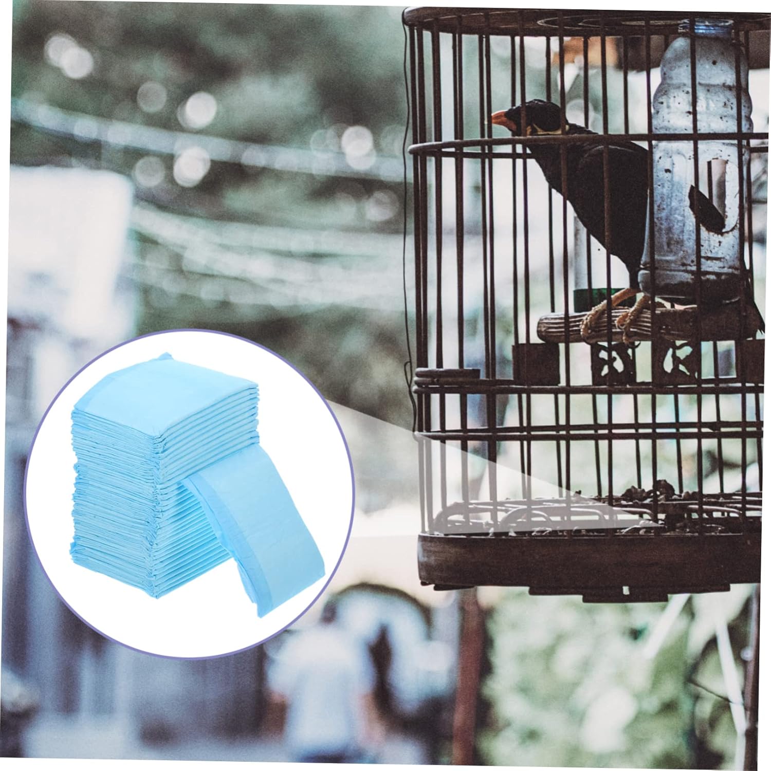 100pcs Bird Cage Liners Parakeet Cage Cushion Non Woven Fabric Replacement Pads for Clean Bird Bedding for Parrots Cockatiels and Canaries