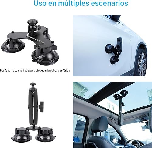 Miniatura 3 de PellKing Soporte de coche de succión para Insta360 x5, x4, x3, x2, x, One RS, R, compatible con cámara GoPro Max DJI OSMO 360, kit de montaje de