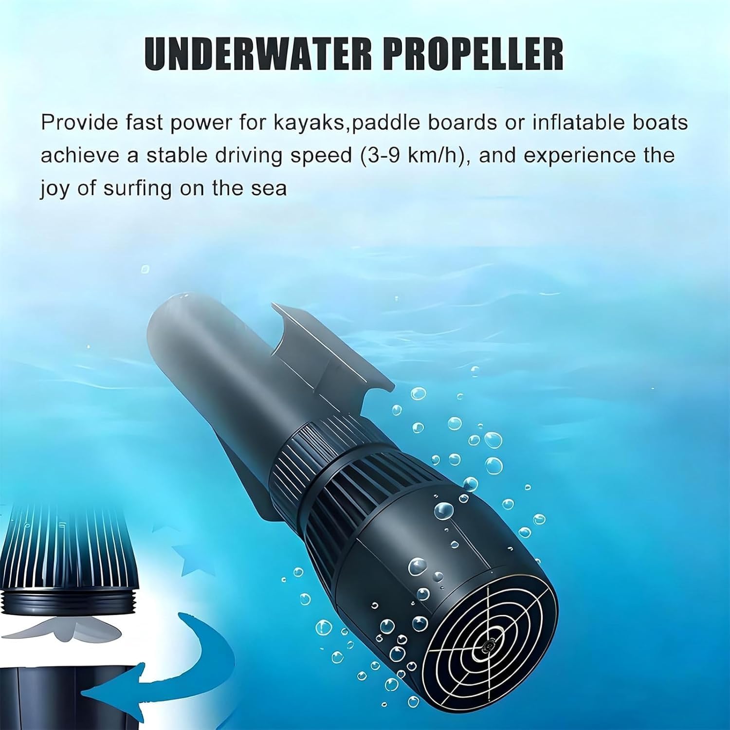 Bateau gonflable motorisé pliable 2 en 1, propulseur de plongée submersible à vitesse réglable, équipement auxiliaire aquatique polyvalent pour le surf et l'exploration sous-marine