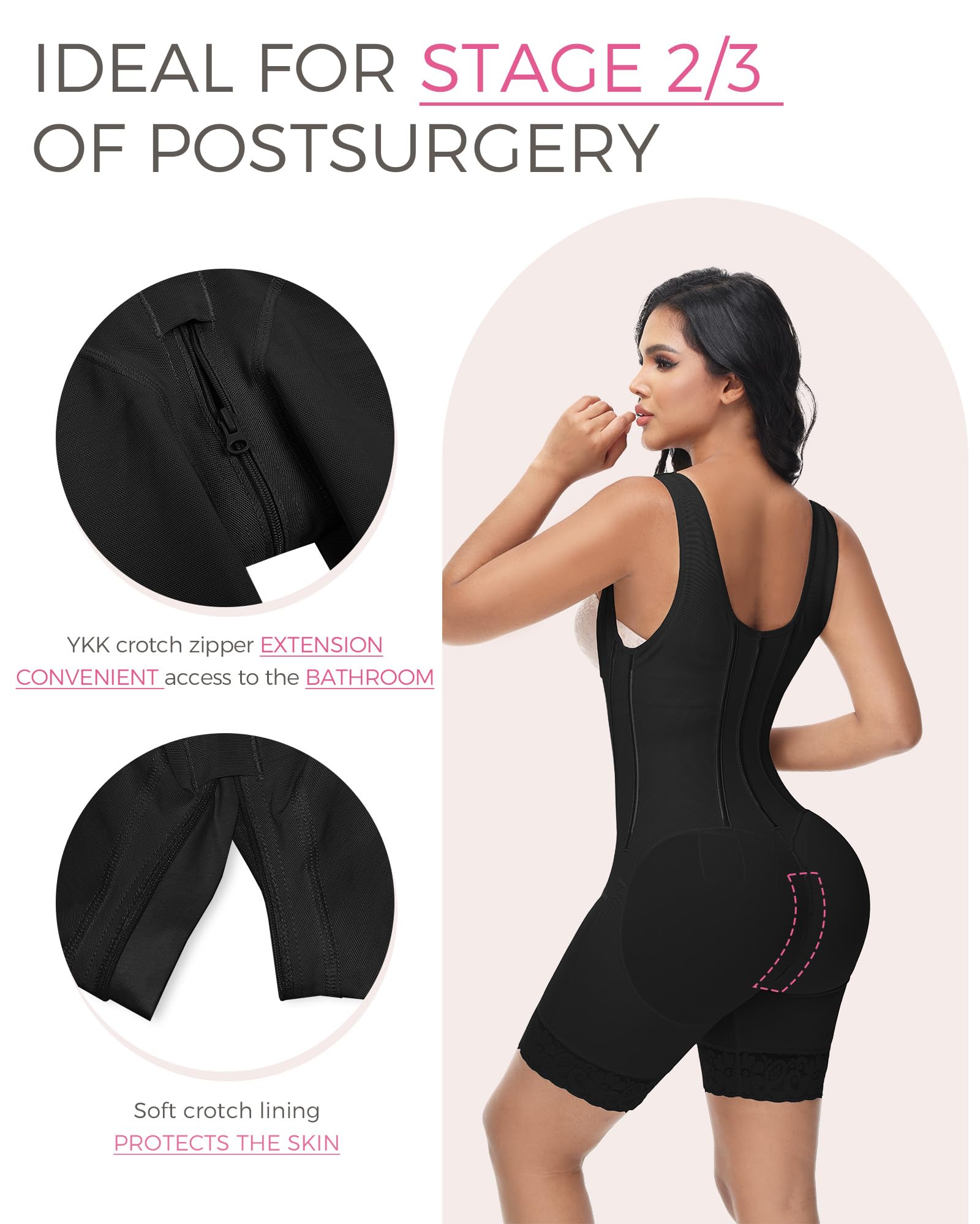M MYODRESS Fajas Colombianas Moldeadoras Body Shaper BBL Post Cirugía Posparto Etapa 2 3 Prenda de Alta Compresión
