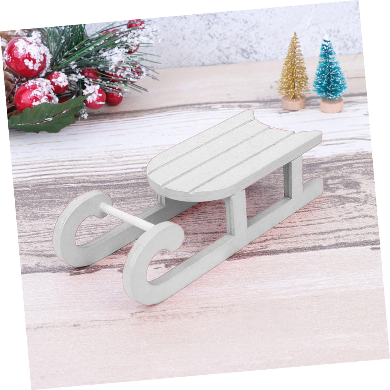ABOOFAN 6 Set Ornamenti Di Slitta Di Natale Vacanza Nevicare Slitte Regalini Natalizi Christmas Ornamento Di Natale Ornamento Natalizio Con Slitta in Legno Di Legno Bianca 2 Pezzi * 6