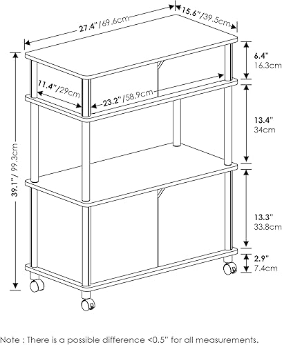 Miniatura 6 de Furinno Turn-N-Tube - Carrito de almacenamiento de cocina con gabinete y ruedas con cerradura, nogal Columbianegro