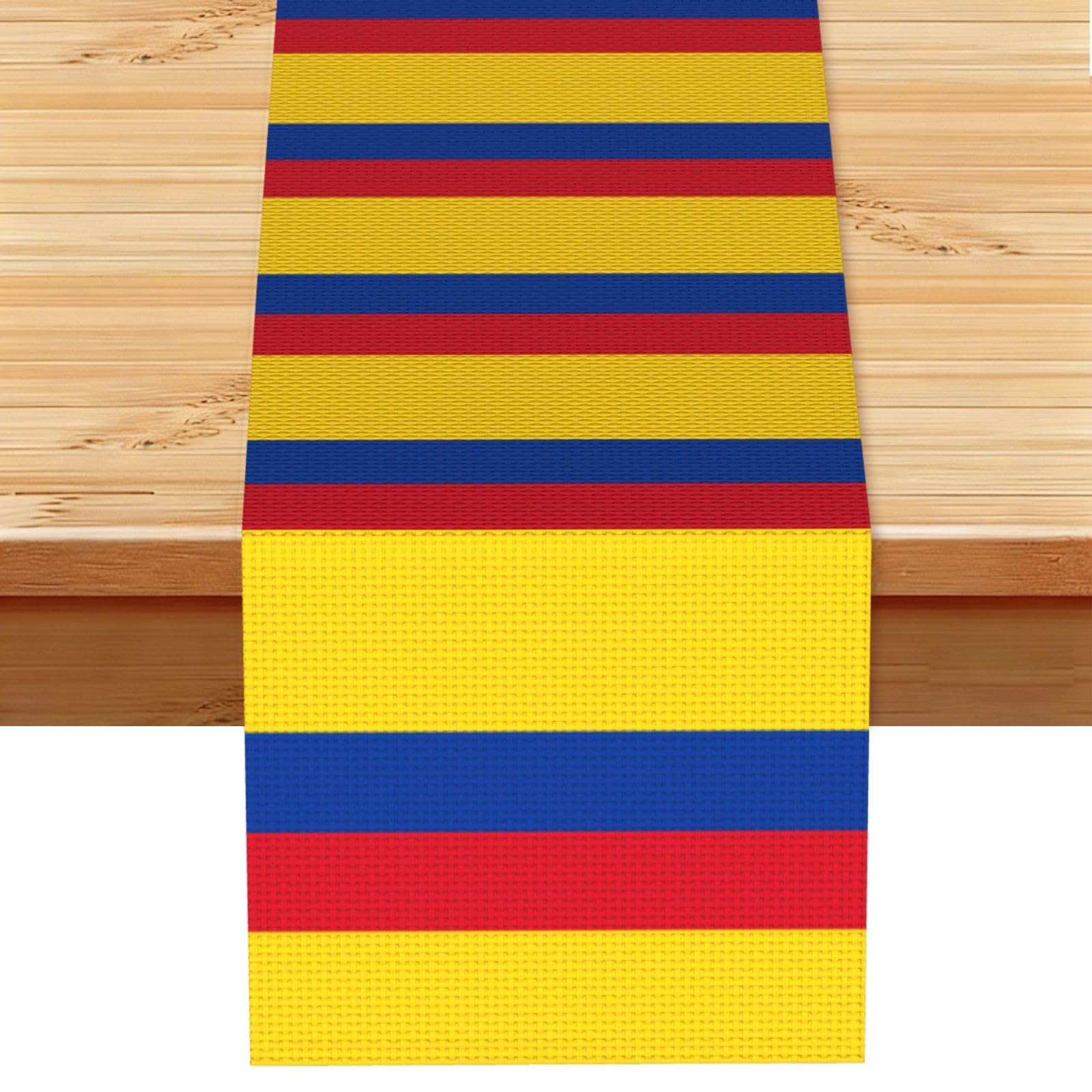 Flag of Colombia Linen Look Table Runner 13x72-Wrinkle Resistant Farmhouse Style for Dining Table Decor