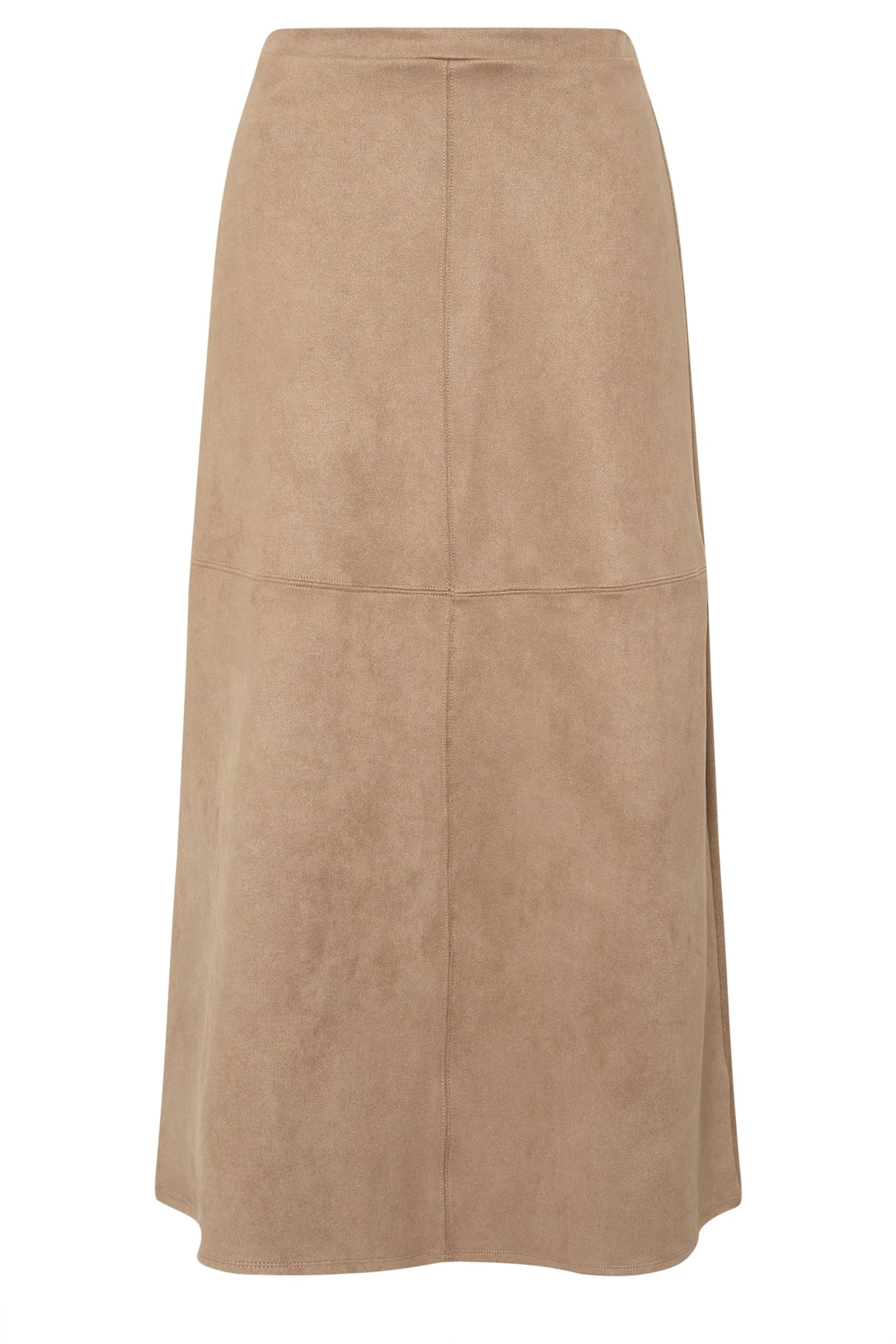 Long Tall Sally - LTS Tall Tan Suedette A-Line Midi Skirt - Women's