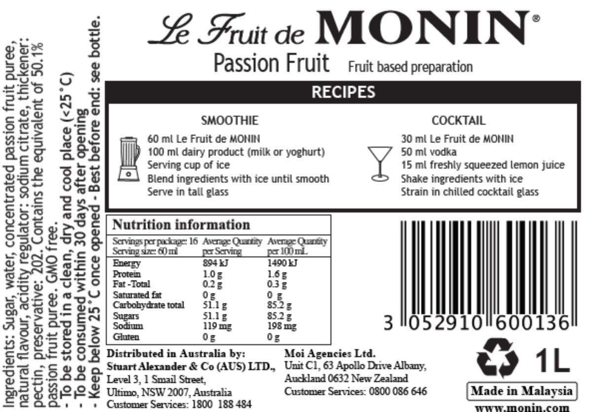 Monin Puré de Maracuyá 1l