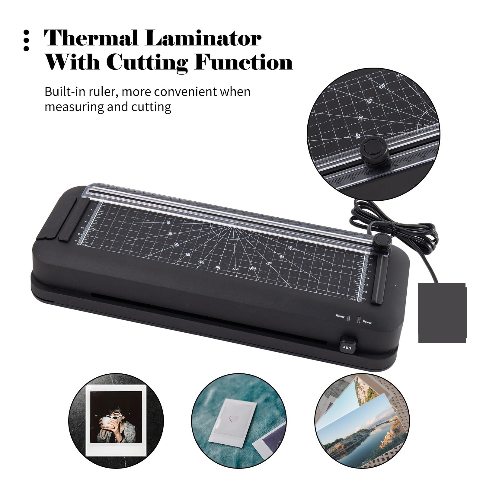 Laminator, Laminator A4 Laminator termiczny Laminator biurkowy z funkcją dziurkowania i cięcia papieru Automatyczny laminator Gilotyna do papieru