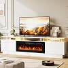 80 TV Stand & Media Console, Entertainment Center with Storage Shelves, Fits TVs up to 90, Modern Living Room Cabinet, 36 Electric Fireplace (White+Black)