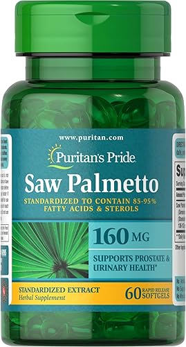 Puritans Pride Saw Palmetto Extracto estandarizado de 160 mg de cápsulas blandas, 60 unidades (paquete de 1)