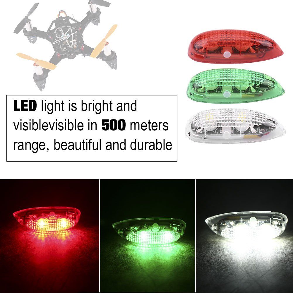 Luz LED Inalámbrica RC, Fiable y Resistente, Luz para Avión RC, Diseño Compacto y Ligero, para RC Helicópteros y Aviones de Ala Fija, Interior, Noche, Día
