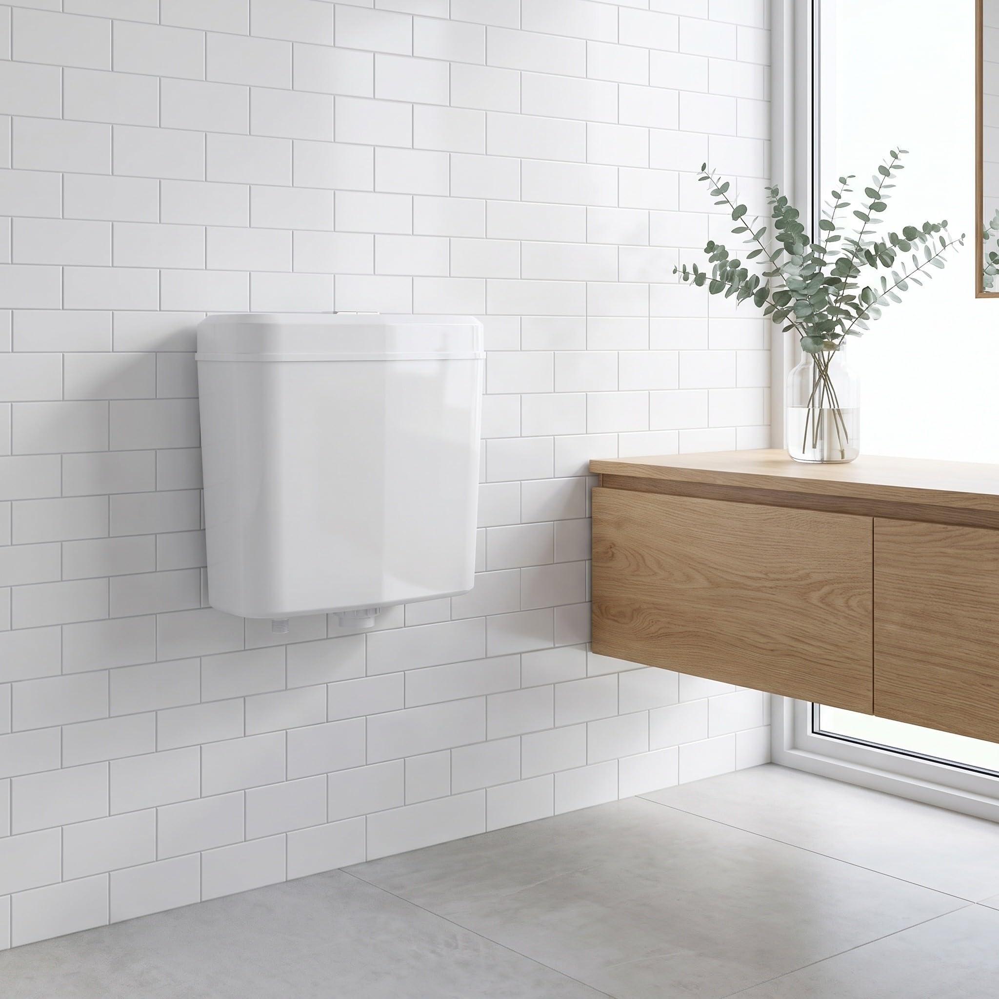 DOITOOL Plastikowy zbiornik na wodę do WC, montaż na ścianie, oszczędzający