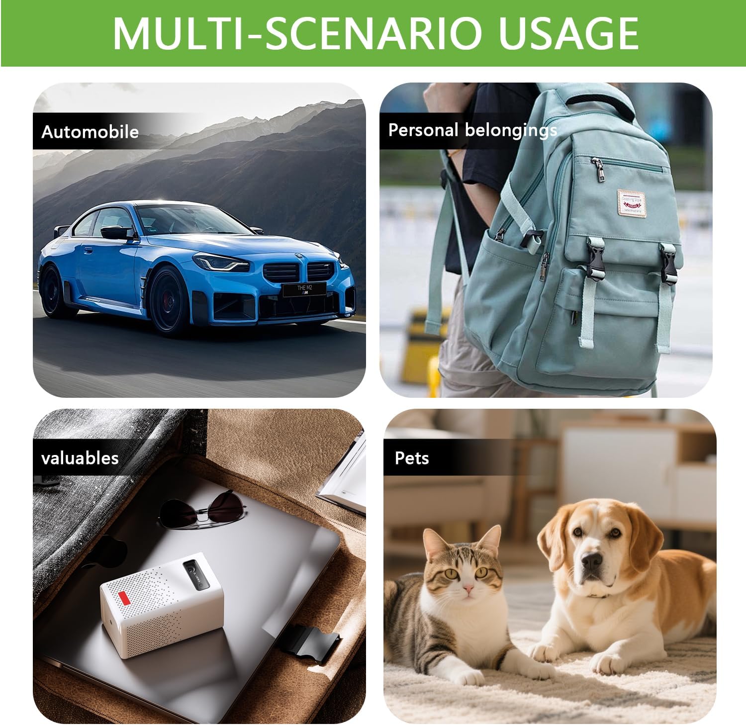 GPS Tracker for Vehicles,Car GPS Tracker Portable Real Time Magnetic GPS Tracking Device,Full Global Coverage Location Tracker for Kids,Dogs,Trucks/Person,No Subscription Required/No Monthly Fee-White