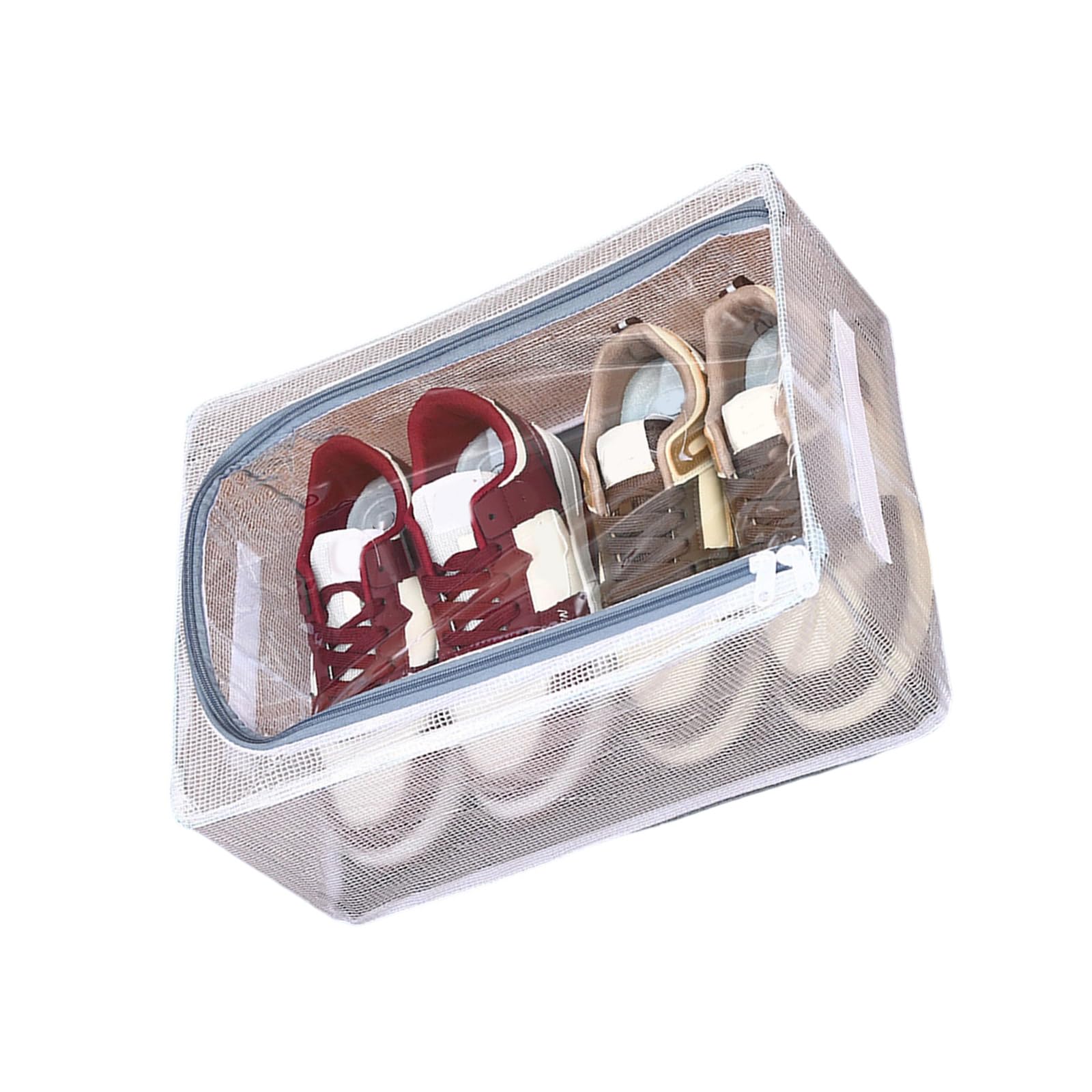 Contenitore per scarpe pieghevole trasparente in PVC e struttura in metallo, design a rete traspirante, salvaspazio, ideale per scarpe da ginnastica e tacchi