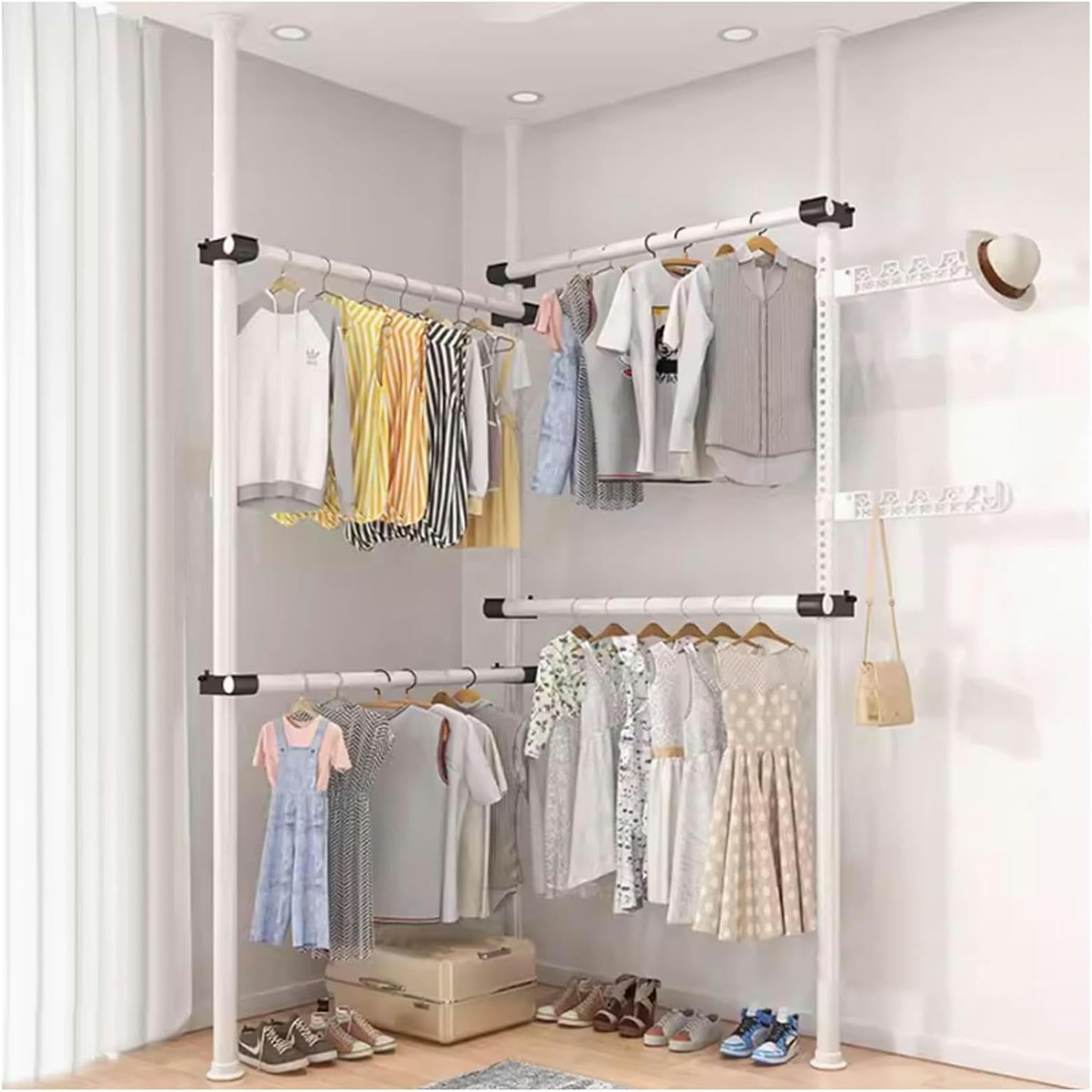 Porte-vêtements du sol au plafond télescopique de grande capacité