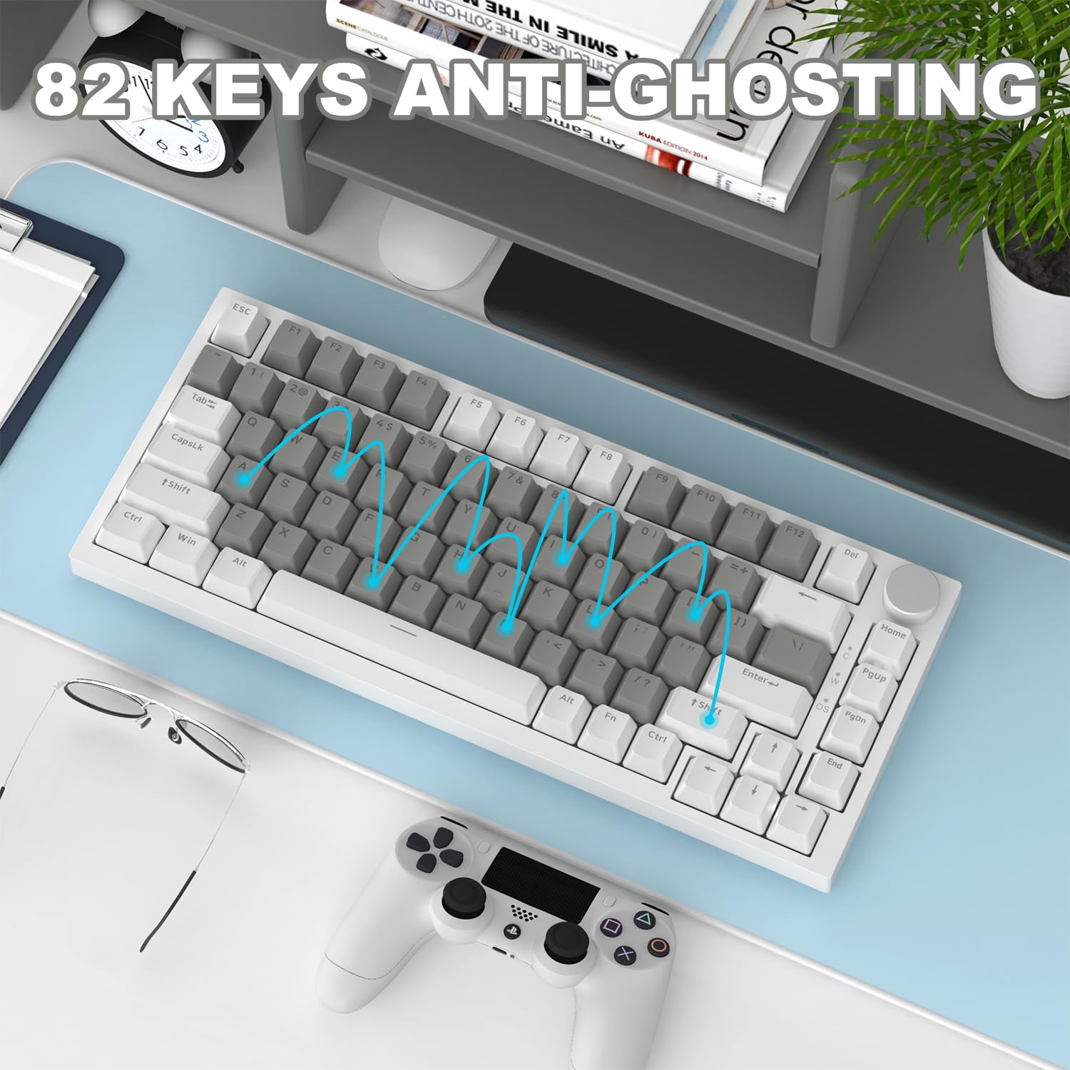 ATTACK SHARK Tastiera meccanica sostituibile a caldo, 75% TKL LED retroilluminato tastiera da gioco con pulsante girevole, schiuma poron, pad in silicio, guarnizione, NKRO, tasti PBT per